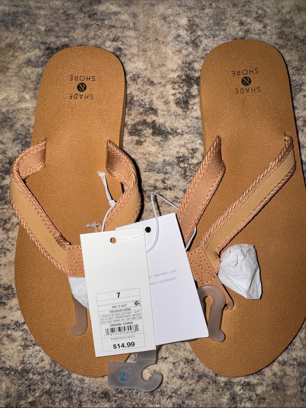Shade & Shore Tan/Brown Woven Strap Flip Flop Sandals